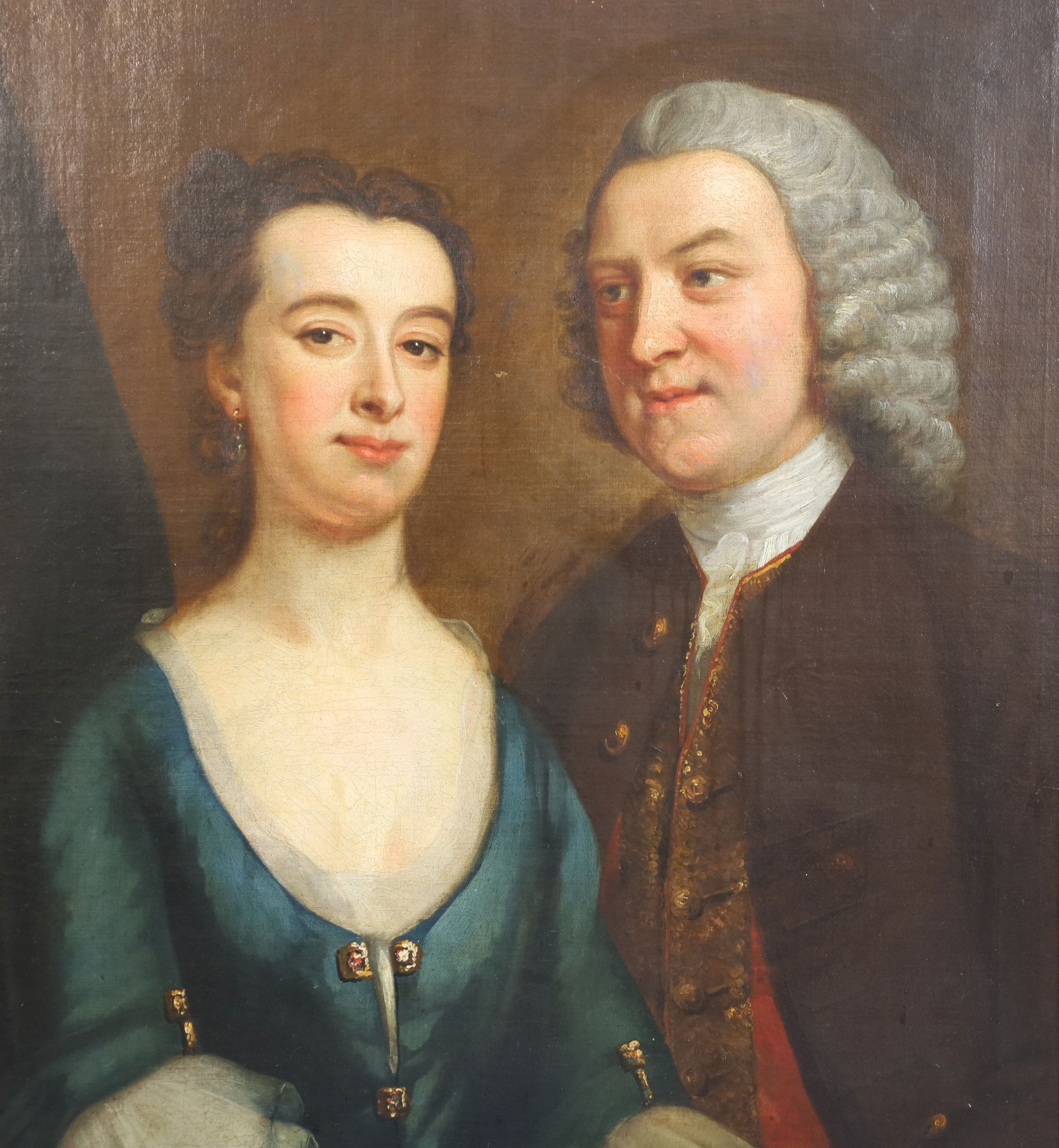 18th century English School Double portrait of a husband and wife 29.5 x 24.5in.